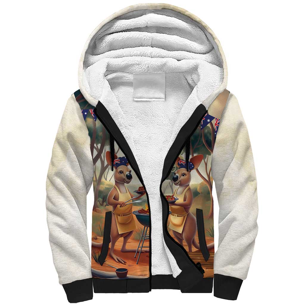 Kangaroos Australia Day Sherpa Hoodie It's Barbecue Time