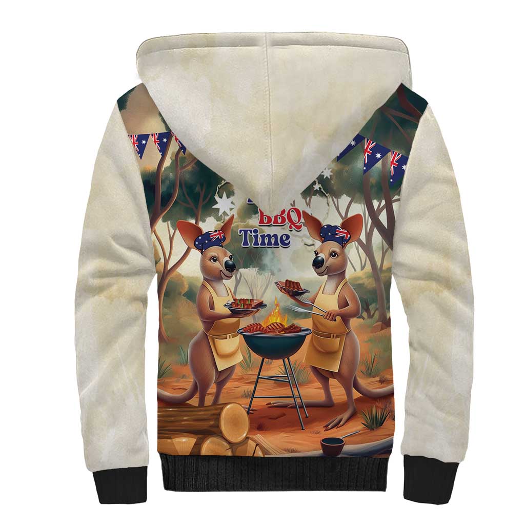 Kangaroos Australia Day Sherpa Hoodie It's Barbecue Time