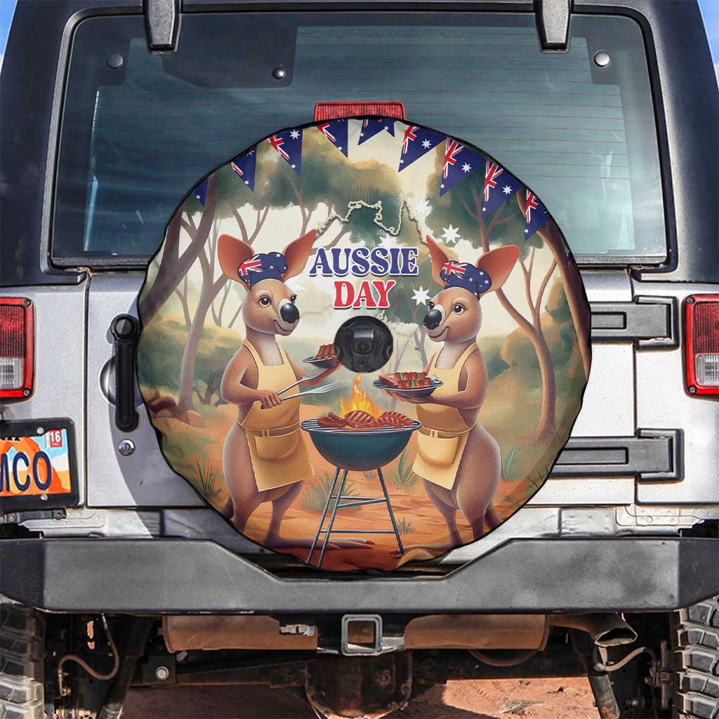 Kangaroos Australia Day Spare Tire Cover It's Barbecue Time