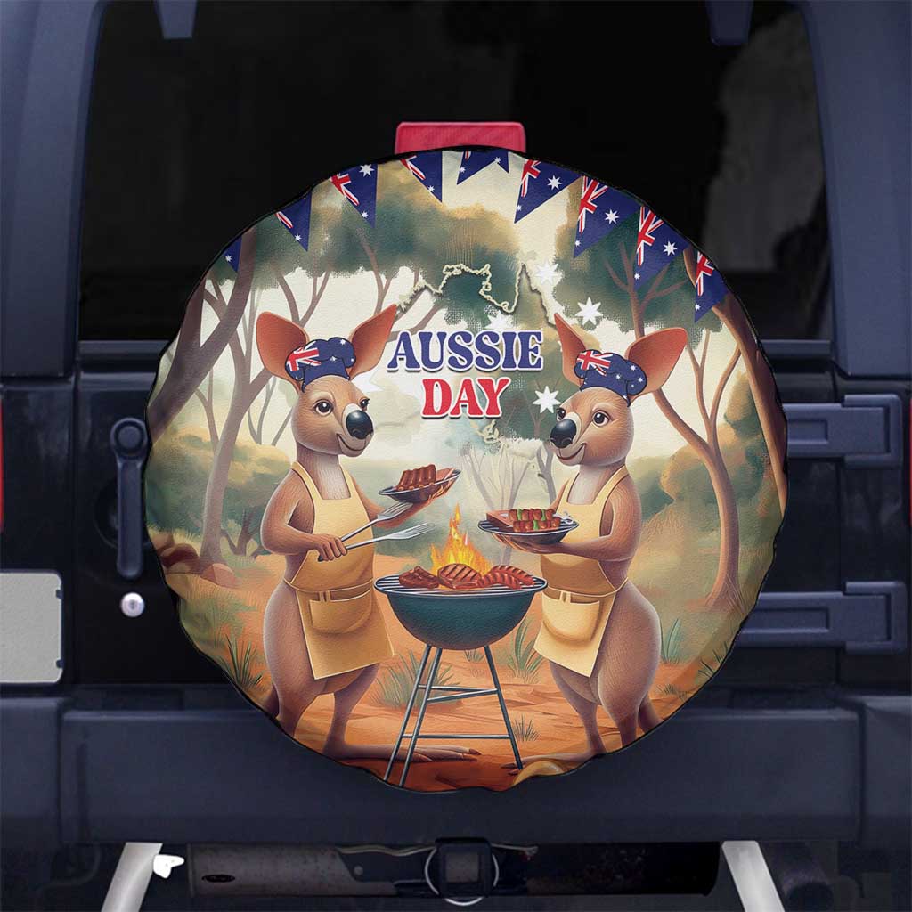Kangaroos Australia Day Spare Tire Cover It's Barbecue Time
