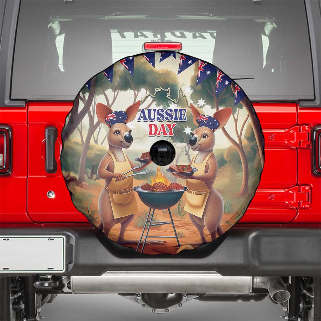 Kangaroos Australia Day Spare Tire Cover It's Barbecue Time