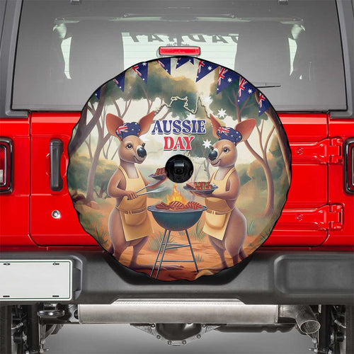Kangaroos Australia Day Spare Tire Cover It's Barbecue Time