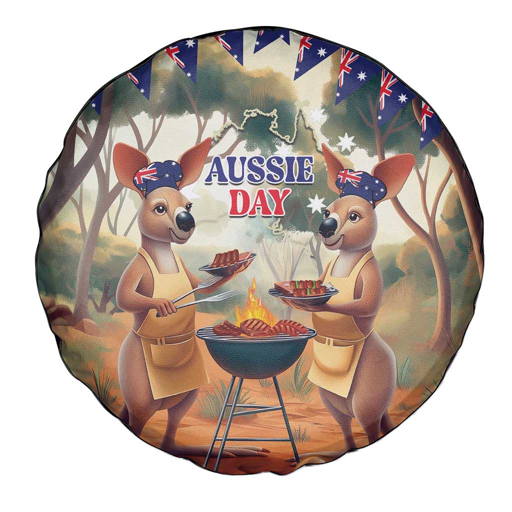 Kangaroos Australia Day Spare Tire Cover It's Barbecue Time