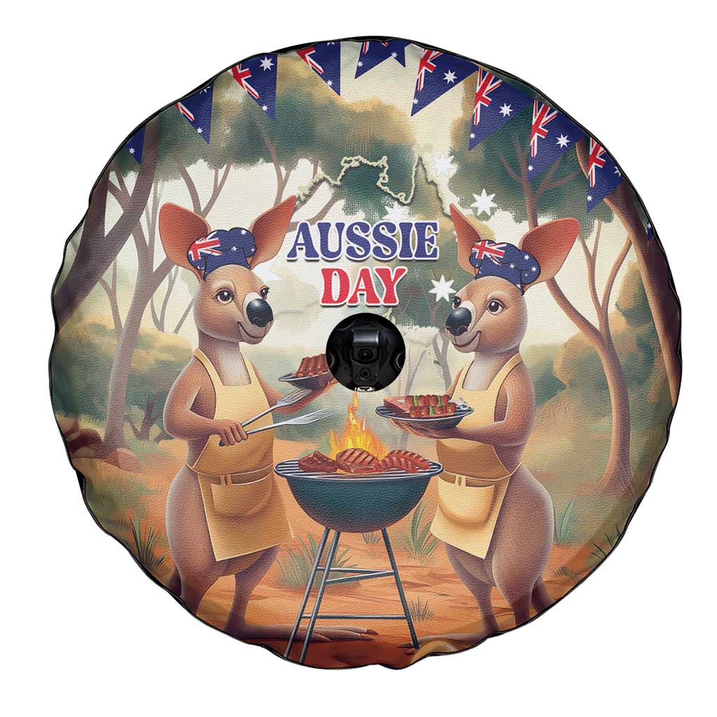 Kangaroos Australia Day Spare Tire Cover It's Barbecue Time