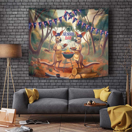 Kangaroos Australia Day Tapestry It's Barbecue Time