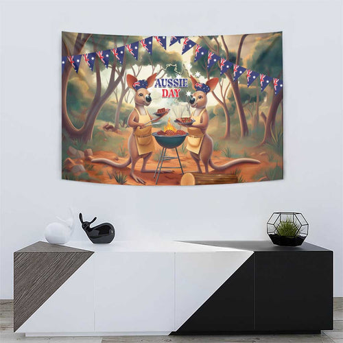 Kangaroos Australia Day Tapestry It's Barbecue Time