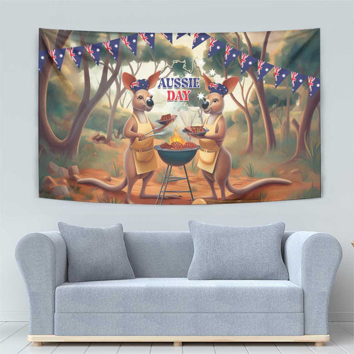 Kangaroos Australia Day Tapestry It's Barbecue Time