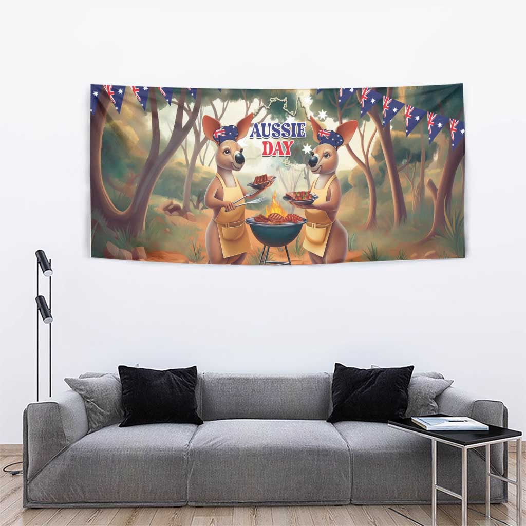 Kangaroos Australia Day Tapestry It's Barbecue Time