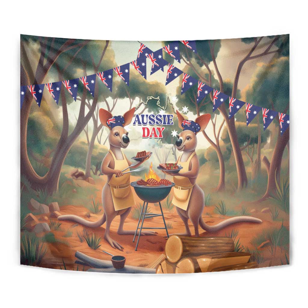 Kangaroos Australia Day Tapestry It's Barbecue Time