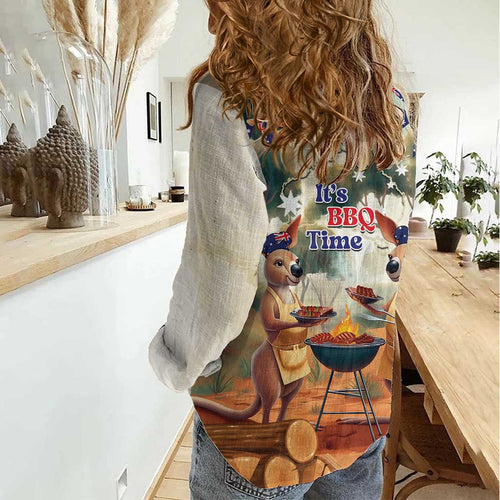 Kangaroos Australia Day Women Casual Shirt It's Barbecue Time
