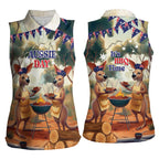 Kangaroos Australia Day Women Sleeveless Polo Shirt It's Barbecue Time