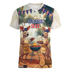 Kangaroos Australia Day Women V-Neck T-Shirt It's Barbecue Time
