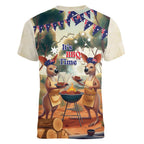 Kangaroos Australia Day Women V-Neck T-Shirt It's Barbecue Time