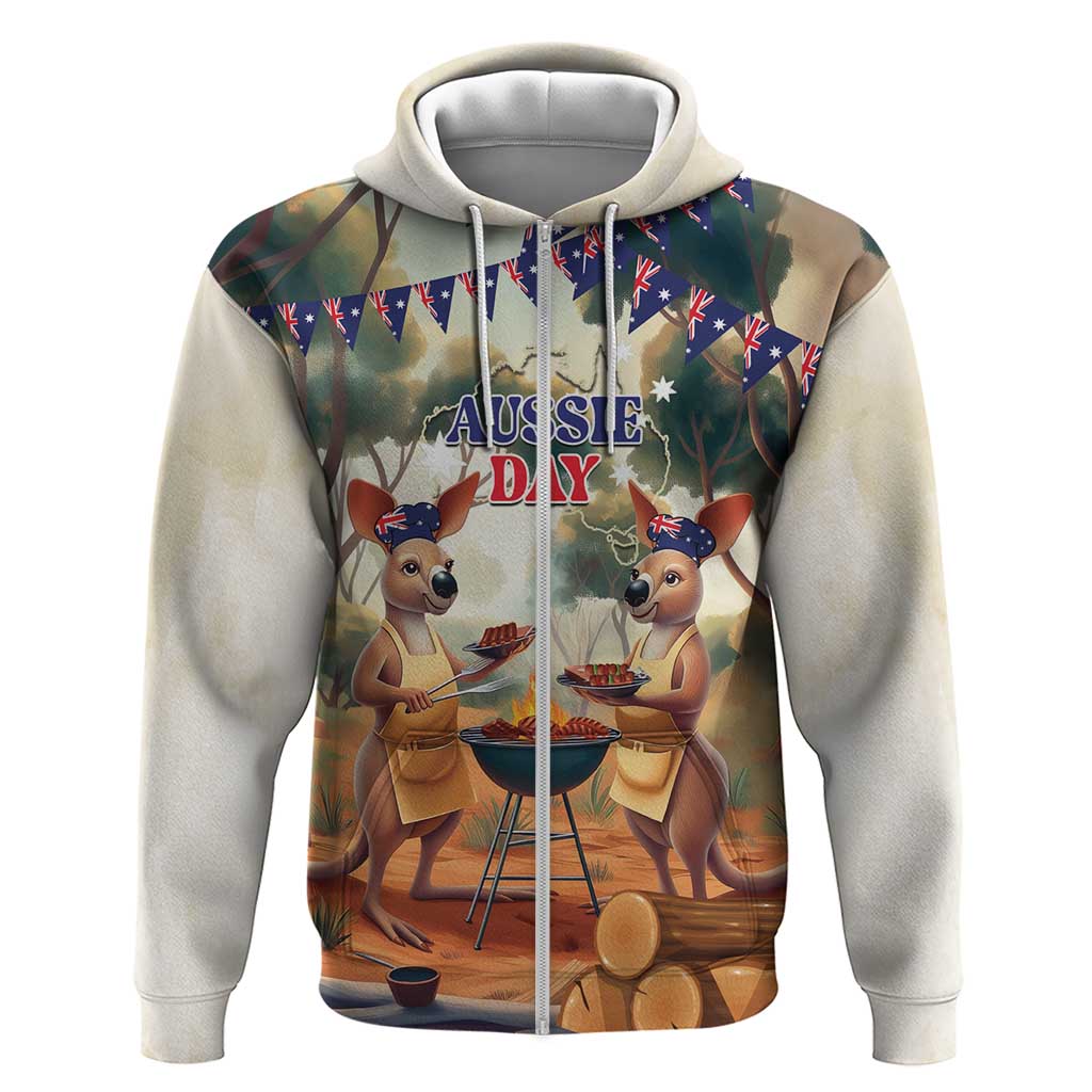 Kangaroos Australia Day Zip Hoodie It's Barbecue Time
