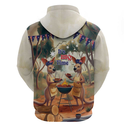 Kangaroos Australia Day Zip Hoodie It's Barbecue Time