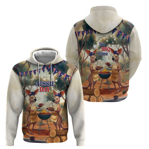 Kangaroos Australia Day Zip Hoodie It's Barbecue Time