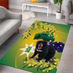 Tasimania Devil Australia Day Area Rug Aussie Aussie Aussie Oi! Oi! Oi! - Green