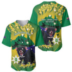 Tasimania Devil Australia Day Baseball Jersey Aussie Aussie Aussie Oi! Oi! Oi! - Green