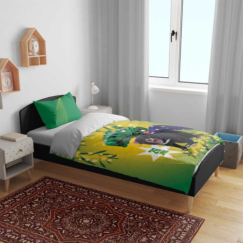 Tasimania Devil Australia Day Bedding Set Aussie Aussie Aussie Oi! Oi! Oi! - Green
