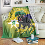 Tasimania Devil Australia Day Blanket Aussie Aussie Aussie Oi! Oi! Oi! - Green