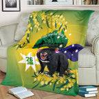 Tasimania Devil Australia Day Blanket Aussie Aussie Aussie Oi! Oi! Oi! - Green