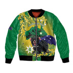 Tasimania Devil Australia Day Bomber Jacket Aussie Aussie Aussie Oi! Oi! Oi! - Green