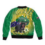 Tasimania Devil Australia Day Bomber Jacket Aussie Aussie Aussie Oi! Oi! Oi! - Green