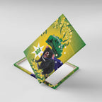 Tasimania Devil Australia Day Canvas Wall Art Aussie Aussie Aussie Oi! Oi! Oi! - Green