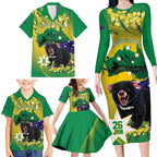 Tasimania Devil Australia Day Family Matching Long Sleeve Bodycon Dress and Hawaiian Shirt Aussie Aussie Aussie Oi! Oi! Oi! - Green