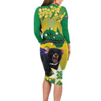 Tasimania Devil Australia Day Family Matching Long Sleeve Bodycon Dress and Hawaiian Shirt Aussie Aussie Aussie Oi! Oi! Oi! - Green