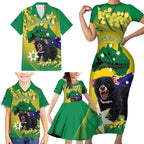 Tasimania Devil Australia Day Family Matching Short Sleeve Bodycon Dress and Hawaiian Shirt Aussie Aussie Aussie Oi! Oi! Oi! - Green