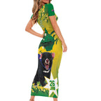 Tasimania Devil Australia Day Family Matching Short Sleeve Bodycon Dress and Hawaiian Shirt Aussie Aussie Aussie Oi! Oi! Oi! - Green