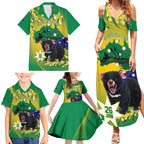 Tasimania Devil Australia Day Family Matching Summer Maxi Dress and Hawaiian Shirt Aussie Aussie Aussie Oi! Oi! Oi! - Green