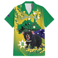 Tasimania Devil Australia Day Hawaiian Shirt Aussie Aussie Aussie Oi! Oi! Oi! - Green