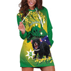 Tasimania Devil Australia Day Hoodie Dress Aussie Aussie Aussie Oi! Oi! Oi! - Green