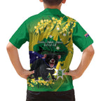 Tasimania Devil Australia Day Kid Hawaiian Shirt Aussie Aussie Aussie Oi! Oi! Oi! - Green