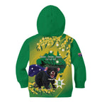 Tasimania Devil Australia Day Kid Hoodie Aussie Aussie Aussie Oi! Oi! Oi! - Green