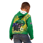 Tasimania Devil Australia Day Kid Hoodie Aussie Aussie Aussie Oi! Oi! Oi! - Green