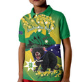 Tasimania Devil Australia Day Kid Polo Shirt Aussie Aussie Aussie Oi! Oi! Oi! - Green