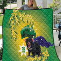 Tasimania Devil Australia Day Quilt Aussie Aussie Aussie Oi! Oi! Oi! - Green