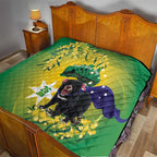 Tasimania Devil Australia Day Quilt Aussie Aussie Aussie Oi! Oi! Oi! - Green