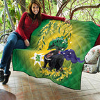 Tasimania Devil Australia Day Quilt Aussie Aussie Aussie Oi! Oi! Oi! - Green