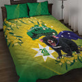 Tasimania Devil Australia Day Quilt Bed Set Aussie Aussie Aussie Oi! Oi! Oi! - Green