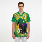 Tasimania Devil Australia Day Scrub Top Aussie Aussie Aussie Oi! Oi! Oi! - Green - Aussie Hoodie