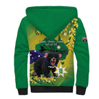 Tasimania Devil Australia Day Sherpa Hoodie Aussie Aussie Aussie Oi! Oi! Oi! - Green