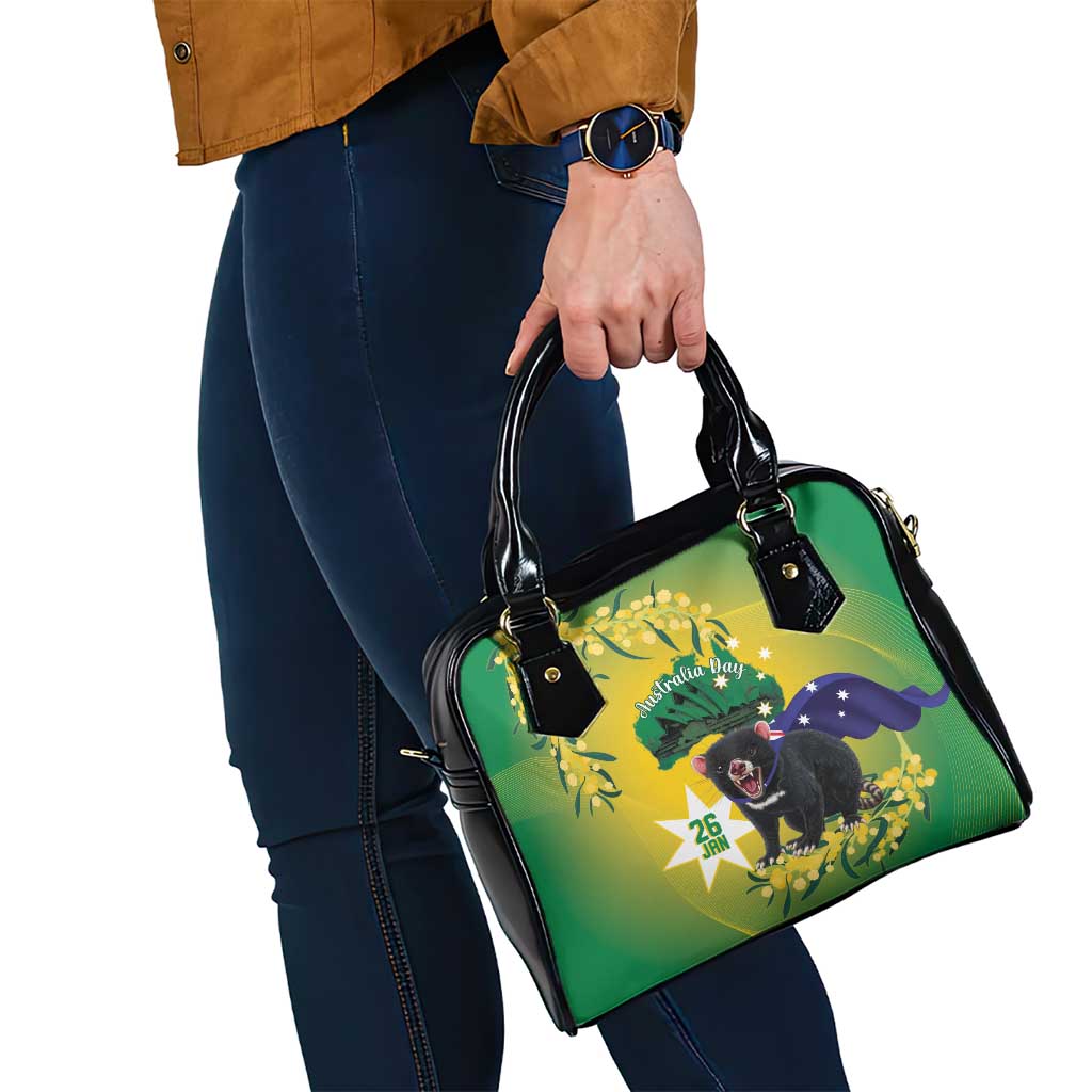 Tasimania Devil Australia Day Shoulder Handbag Aussie Aussie Aussie Oi! Oi! Oi! - Green
