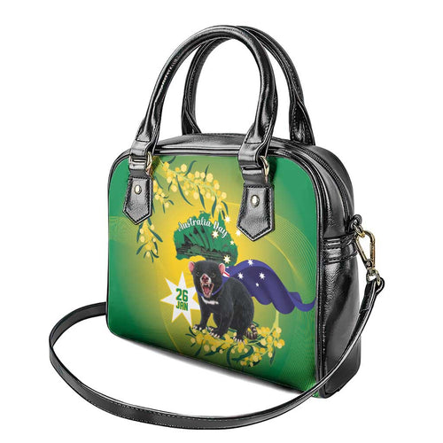 Tasimania Devil Australia Day Shoulder Handbag Aussie Aussie Aussie Oi! Oi! Oi! - Green