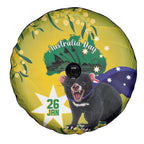 Tasimania Devil Australia Day Spare Tire Cover Aussie Aussie Aussie Oi! Oi! Oi! - Green