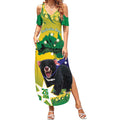 Tasimania Devil Australia Day Summer Maxi Dress Aussie Aussie Aussie Oi! Oi! Oi! - Green