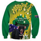 Tasimania Devil Australia Day Sweatshirt Aussie Aussie Aussie Oi! Oi! Oi! - Green